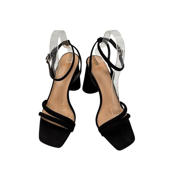 Sam Edelman Kia Sandal Block Ankle Strap Heels Black Size 10 Preppy Minimalist - Picture 2 of 14
